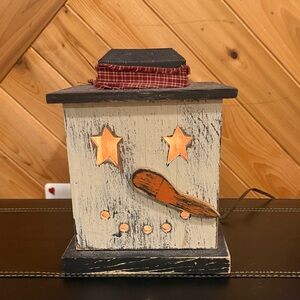 Charming Snowman Candle Holder with Star Cutouts